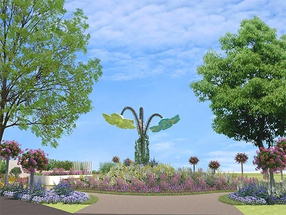 色とりどりの花々が咲き誇る美しい庭園の風景