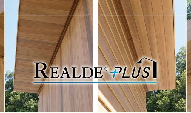 REALDEⓇシリーズに待望の「軒天材」が誕生！木の意匠性はそのままに、外壁・軒天・破風まで統一可能に。外観デザインの完成度を高める ” 軒天材 リアルデ®14 シダータイプ” 発売。