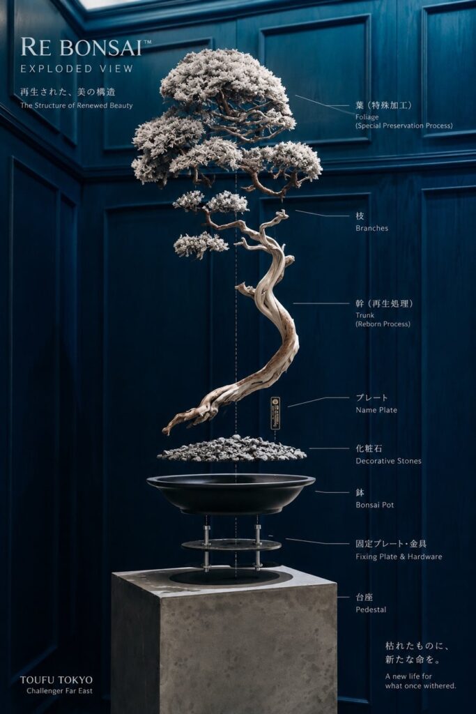 時を凌駕する盆栽の再定義、アップサイクル“RE BONSAI™”アートプロジェクトの〈TOUFU TOKYO〉が初のニュウマン高輪でのポップアップを10/6(火)〜26(月)まで開催!